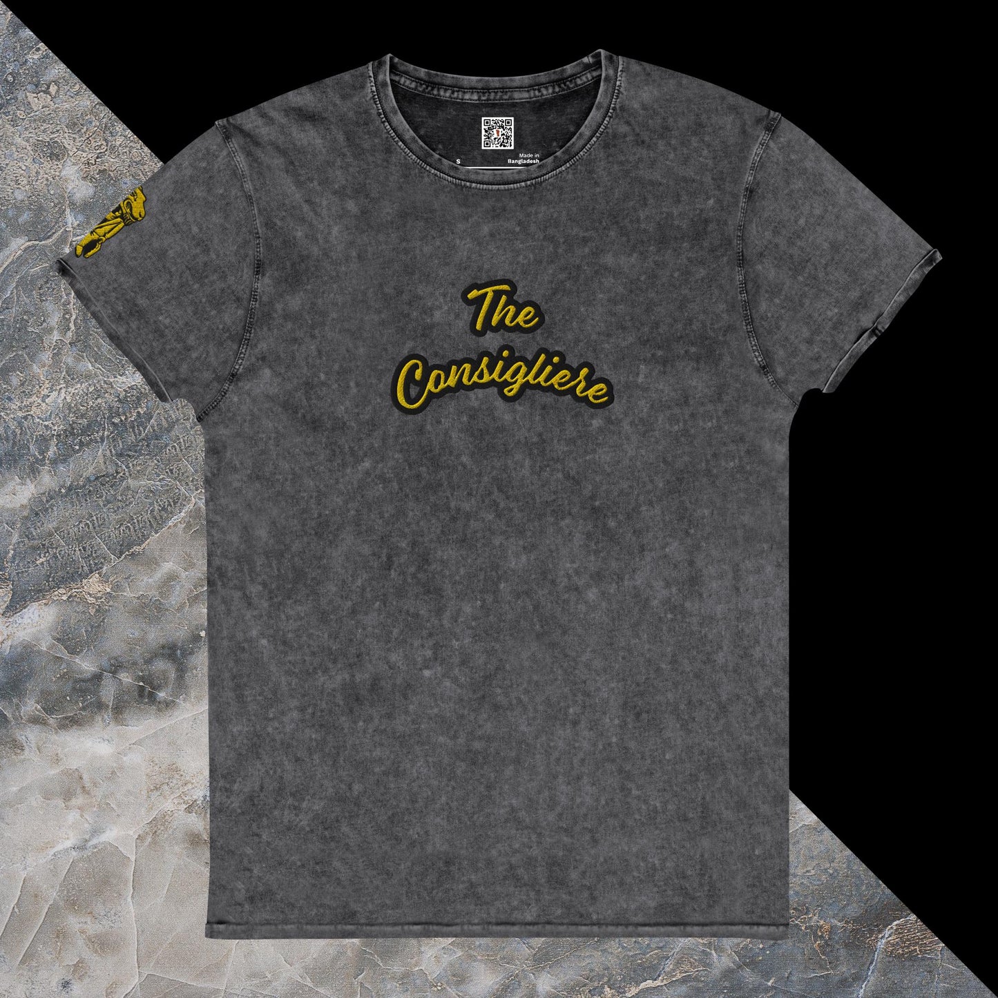 "The Consigliere" Embroidered Denim T-Shirt